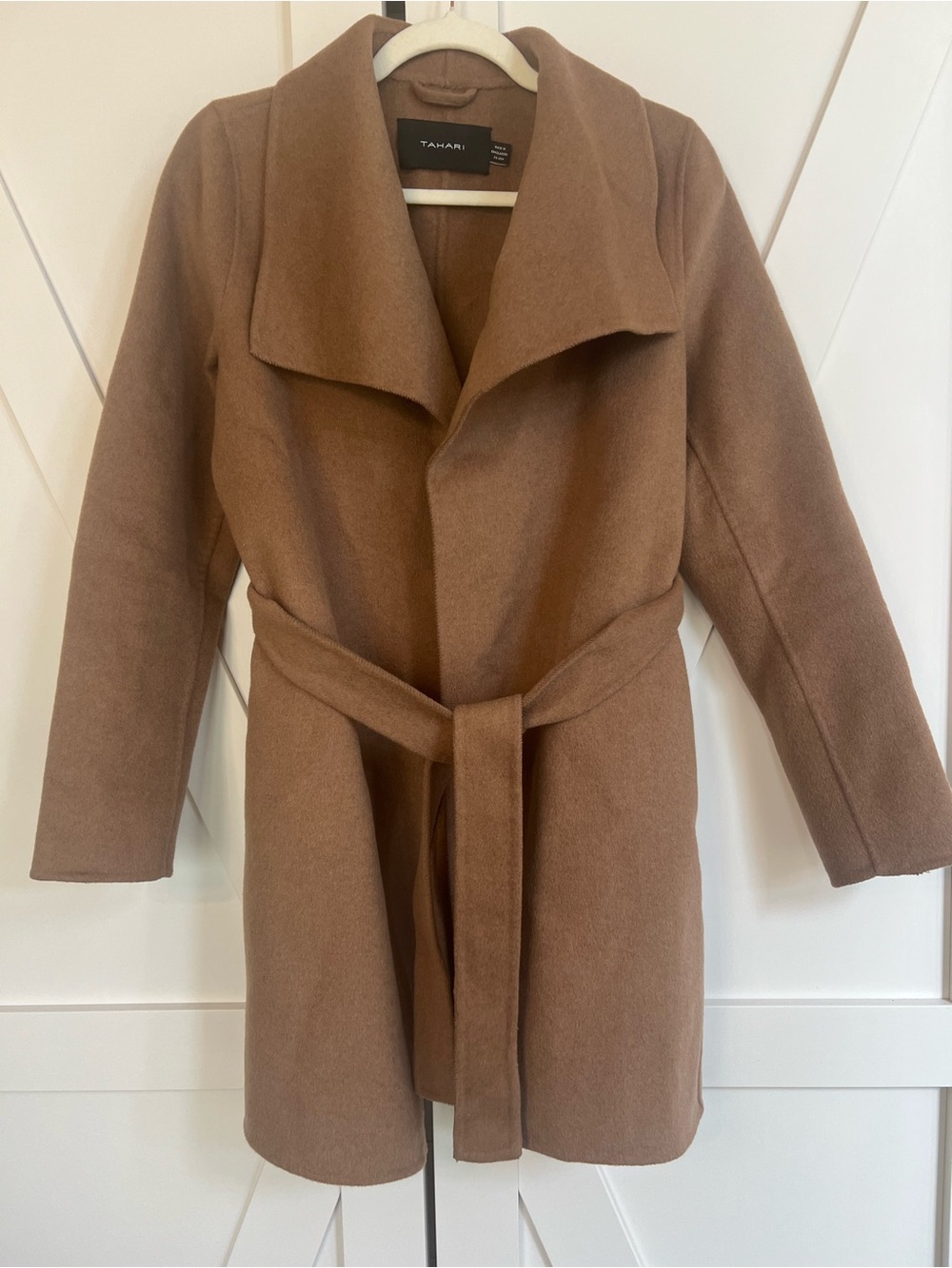 Tahari Camel Belted Wrap Trench Coat